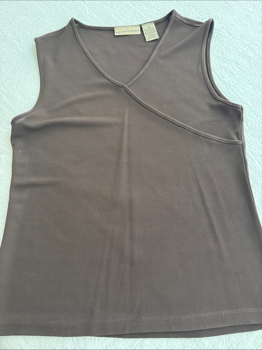 Apostrophe Brown V-Neck Sleeveless Knit Tank